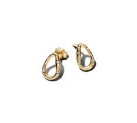 Pandora Gold Organically Shaped Stone-Set Oval Stud Earrings