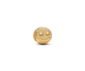 Pandora Gold Textured Happy Face Mini Charm