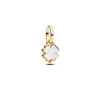 Pandora Gold White Lucky Clover Dangle Charm