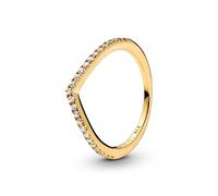 Pandora Sparkling Wishbone 14k gold-plated ring with clear cubic zirconia, 52