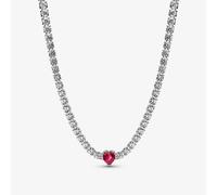 PANDORA Halo Red Crystal Heart Choker Necklace 393549C01-40