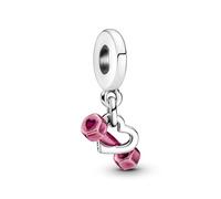 Pandora Passions Dumbbell sterling silver dangle with transparent pink enamel