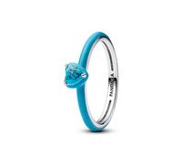 Pandora 193828C01 Women's Ring Silver Turquoise Heart, 52/16,6, enamel, No Gemstone