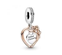 Pandora Heart & Rose Flower Dangle Charm 789290C01