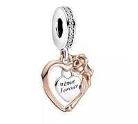 Pandora Heart & Rose Flower Dangle Charm 789290C01