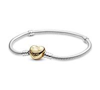 Pandora Icons Silver bracelet with heart-shaped 14k gold-plated clasp, 17