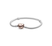Pandora Icons Silver bracelet with heart-shaped 14k rose gold-plated clasp, 16