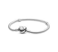 Pandora Icons Silver bracelet with heart-shaped clasp, 23