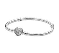 Pandora Icons Silver bracelet with heart-shaped clasp and cubic zirconia, 21
