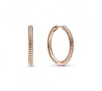 Pandora Icons Snake chain pattern 14k rose gold-plated hoop earrings