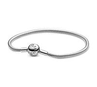 Pandora Icons Snake chain silver bracelet with round clasp, 23