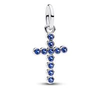 Pandora Jewelry Charm Pendant cross Silver With Blue Stones 794063C01