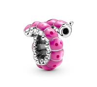 Pandora Moments Caterpiller sterling silver charm with black crystal, pink and dark pink enamel