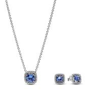 Pandora Jewelry Damen-Schmuckset Chain + Studs Sparkling Square Blue 6861