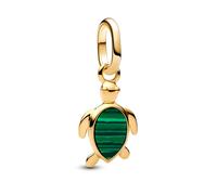 Pandora Jewelry Mini Charm Pendant Green Turtle Gold Plated 763823C01
