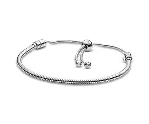 PANDORA Jewelry Moments Slider Snake Chain Charm Cubic Zirconia Bracelet in Sterling Silver, One Size, Sterling Silver, not-applicable