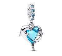 Pandora Jewelry Silver Charm Pendant Blue Murano Glass Dolphins 793924C01