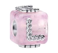 Pandora Jewelry Silver Charm Pink Murano Glass Love Cube 794433C01