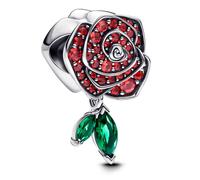 Pandora Jewelry Silver Charm Sparkling Blooming Rose Red 793201C02