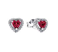 Pandora Jewelry Women's Earrings Raised Heart Studs Red 298427C04