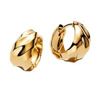Pandora Jewelry Women's Hinge Hoop Earrings Wavy Gold-Colored 263874C00