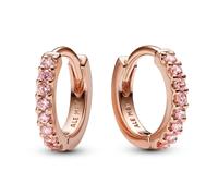 Pandora Jewelry Women's Hoops Sparkling Pink Huggies Rose Gold 283015C01
