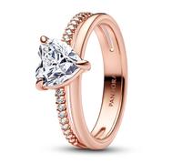 Pandora Jewelry Women's Ring Double Band With Heart Rose Gold 183100C01