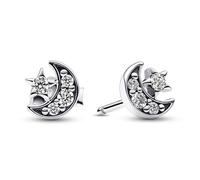 Pandora Jewelry Women's Stud Earrings Silver Moon & Star 292990C01