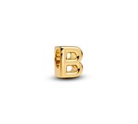 Pandora Letter B Alphabet Mini Charm in Sterling Silver 14K Gold Plated, Moments, Size: 6.2 x 8.1 x 6.4 mm, 763948C00