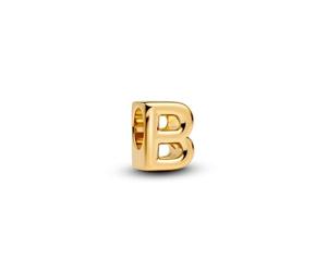 Pandora Letter B Alphabet Mini Charm in Sterling Silver 14K Gold Plated, Moments, Size: 6.2 x 8.1 x 6.4 mm, 763948C00
