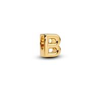 PANDORA Letter B Alphabet Mini Charm in Sterling Silver with 14K Gold Plating, Compatible Moments, Dimensions: 6.2 x 8.1 x 6.4 mm, 763948C00