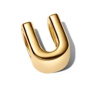 PANDORA Letter U Alphabet Mini Charm Sterling Silver 14K Gold Plated Compatible Moments, Size: 6.1 x 8.2 x 6.4mm 763967C00