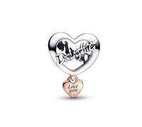Pandora Love You Daughter Heart Charm - Compatible Moments Bracelets - 14k Rose Gold - Gift for Her - No Box