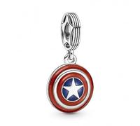 PANDORA Marvel 790780C01 Captain America Shield Charm Pendant Silver, one size, Sterling Silver, No gemstone.