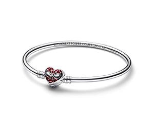 Pandora Marvel Spider-Man sterling silver bangle with black and transparent red enamel