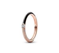 PANDORA ME 14k Rose Gold-Plated Pavé & Black Ring, Size 54, No Box