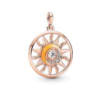 Pandora ME 14K Rose-Gold Plated Sun Power Medallion Charm With Cubic Zirconia, No Box