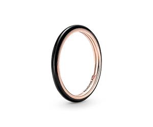 PANDORA ME 14K Rose Gold-Plated With Black EnaMEl Ring, Size 52, No Box