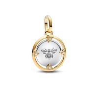 Pandora ME 763417C01 Bee Locket Charm Made of Sterling Silver with Gold-Plated Alloy and Cubic Zirconia, Compatible with ME and Moments Bracelets, one size, Sterling Silver, Zircon