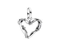 PANDORA ME 793449C00 Barbed Wire Heart Locket Charm Made of Sterling Silver, Compatible with ME and Moments Bracelets, 3x17x18,6 mm, Sterling Silver, No Gemstone