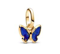 PANDORA ME Blue Butterfly Mini Charm Pendant Made of 14 Carat Gold-Plated Sterling Silver, Compatible Me and Moments Pendant, 763825C01