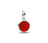 Pandora ME Gravierbares Rotes Murano-Glass Mini-Medallion-Charm aus Sterling Silber mit künstlichem Türkis,Kompatibel mit Pandora ME und Moments Armbänder,793389C01, misura unica, Sterling Silver, No
