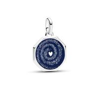 Pandora ME Heart sterling silver medallion with glittery blue enamel
