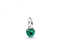 Pandora ME Heart sterling silver mini dangle with green crystal and green enamel