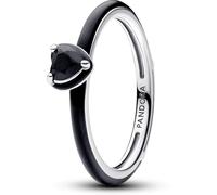 Pandora ME Heart sterling silver ring with black crystal and black enamel, 50