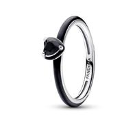 Pandora ME Heart sterling silver ring with black crystal and black enamel, 60