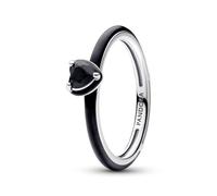 Pandora ME Heart sterling silver ring with black crystal and black enamel, 64