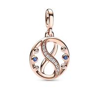 Pandora ME Infinity 14k rose gold-plated medallion with clear cubic zirconia and stellar blue crystal