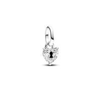 Pandora ME Keyhole heart sterling silver mini dangle with clear cubic zirconia and black enamel
