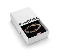 PANDORA ME Link Chain Bracelet, 14K Gold-Plated | 14k Gold-Plated Sleek & Textured Links, Two Openable Connectors, Carabiner Clasp, for Pandora ME Medallion Charms